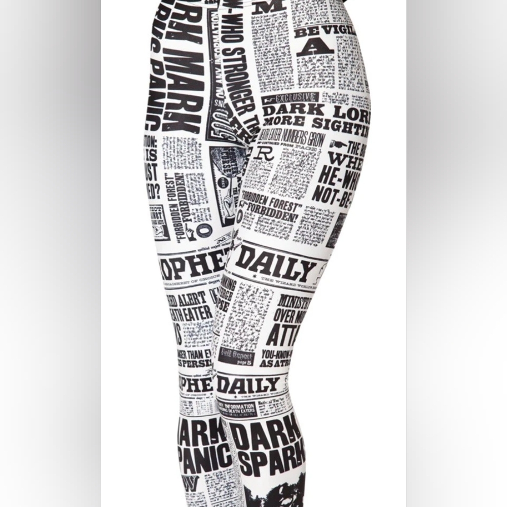 Black and White Newspaper Print Leggings